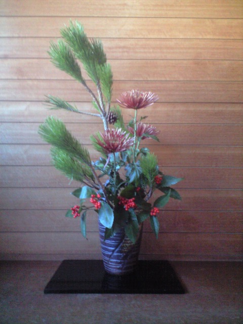 我が家の「正月生け花」
